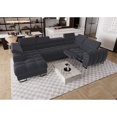 Fun Moebel Wohnlandschaft Schlafsofa BASTIEN RELAX in Stoff Terra Graphit Ottomane Links Fun Moebel Wohnlandschaft Schlafsofa BASTIEN RELAX in Stoff Terra Graphit Ottomane Links