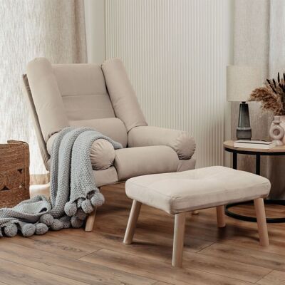 Fun Möbel Relaxsessel Sessel ARIEL inkl. Hocker in Stoff Trinity Beige Fun Möbel Relaxsessel Sessel ARIEL inkl. Hocker in Stoff Trinity Beige