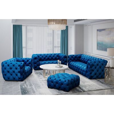 Fun Moebel Sofaset Designersofa NATALIE 3-2-1 in Stoff Riviera Blau Fun Moebel Sofaset Designersofa NATALIE 3-2-1 in Stoff Riviera Blau