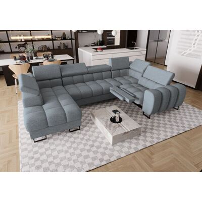 Fun Moebel Wohnlandschaft Schlafsofa BASTIEN RELAX in Stoff Aragon Grau Ottomane Links Fun Moebel Wohnlandschaft Schlafsofa BASTIEN RELAX in Stoff Aragon Grau Ottomane Links