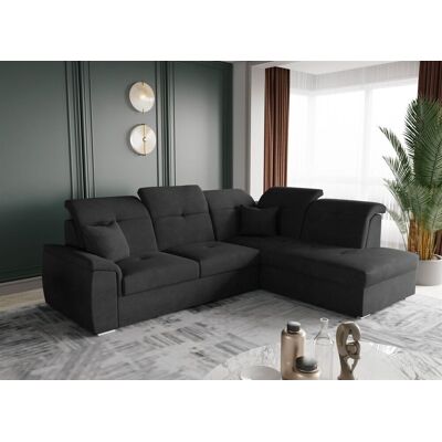 Fun Moebel Ecksofa Schlafsofa Sofa FREJA Stoff Brooklyn Schwarz Ottomane Rechts Fun Moebel Ecksofa Schlafsofa Sofa FREJA Stoff Brooklyn Schwarz Ottomane Rechts