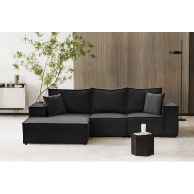 Fun Möbel Ecksofa Sofa ALVARO inkl. QI Ladegerät Stoff Opera Velvet Schwarz Ottomane Links Fun Möbel Ecksofa Sofa ALVARO inkl. QI Ladegerät Stoff Opera Velvet Schwarz Ottomane Links