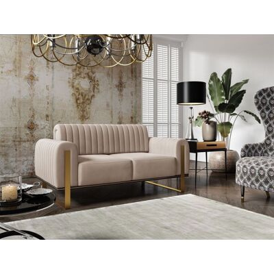 Fun Möbel Sofa Designersofa VALERIE 2-Sitzer in Stoff Elisa Velvet Beige Fun Möbel Sofa Designersofa VALERIE 2-Sitzer in Stoff Elisa Velvet Beige