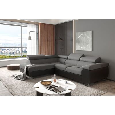 Fun Moebel Ecksofa Sofa JADE Stoff Soft / Sawana Schwarz-Grau mit Schlaffunktion Ottoman... Fun Moebel Ecksofa Sofa JADE Stoff Soft / Sawana Schwarz-Grau mit Schlaffunktion Ottoman...