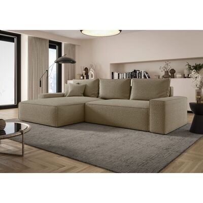 Fun Möbel Ecksofa Schlafsofa Sofa WALKEN Stoff Quelle Dunkelbeige Ottomane Links Fun Möbel Ecksofa Schlafsofa Sofa WALKEN Stoff Quelle Dunkelbeige Ottomane Links