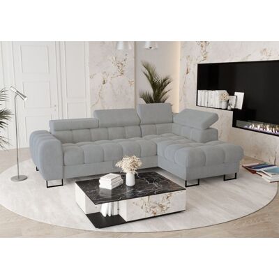 Fun Moebel Ecksofa Schlafsofa BASTIEN in Stoff Terra Grau Ottomane Rechts Fun Moebel Ecksofa Schlafsofa BASTIEN in Stoff Terra Grau Ottomane Rechts