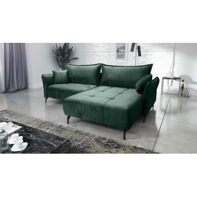 Fun Möbel Ecksofa Schlafsofa Sofa VICTORIA Stoff Element Dunkelgrün Ottomane Rechts Fun Möbel Ecksofa Schlafsofa Sofa VICTORIA Stoff Element Dunkelgrün Ottomane Rechts