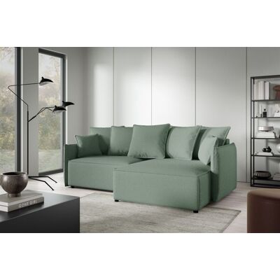 Fun Möbel Ecksofa Schlafsofa Sofa MINEA in Stoff Abriamo Hellgrün Ottomane Rechts Fun Möbel Ecksofa Schlafsofa Sofa MINEA in Stoff Abriamo Hellgrün Ottomane Rechts