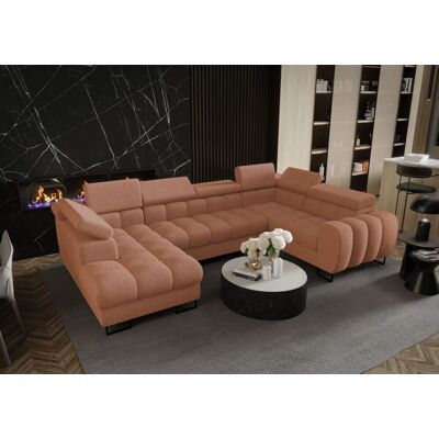 Fun Moebel Wohnlandschaft Schlafsofa BASTIEN in Stoff Aragon Orange Ottomane Links Fun Moebel Wohnlandschaft Schlafsofa BASTIEN in Stoff Aragon Orange Ottomane Links