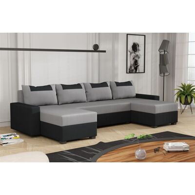 Fun Möbel Wohnlandschaft Schlafsofa Sofa HEDVIG LUX Stoff Manila Schwarz- Hellgrau Fun Möbel Wohnlandschaft Schlafsofa Sofa HEDVIG LUX Stoff Manila Schwarz- Hellgrau