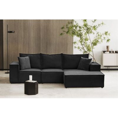 Fun Möbel Ecksofa Sofa ALVARO inkl. QI Ladegerät Stoff Opera Velvet Schwarz Ottomane Re... Fun Möbel Ecksofa Sofa ALVARO inkl. QI Ladegerät Stoff Opera Velvet Schwarz Ottomane Re...