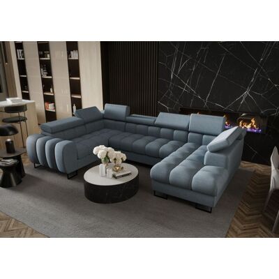 Fun Moebel Wohnlandschaft Schlafsofa BASTIEN in Stoff Terra Türkis Ottomane Rechts Fun Moebel Wohnlandschaft Schlafsofa BASTIEN in Stoff Terra Türkis Ottomane Rechts