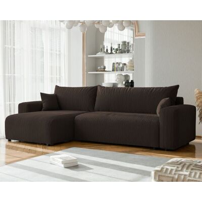 Fun Möbel Ecksofa mit Schlaffunktion LUNA MAX in Stoff Poso Dunkelbraun Ottomane Links Fun Möbel Ecksofa mit Schlaffunktion LUNA MAX in Stoff Poso Dunkelbraun Ottomane Links