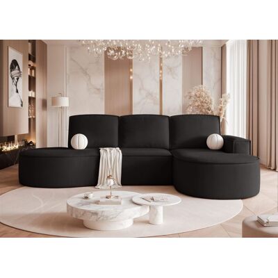 Fun Möbel Ecksofa Schlafsofa Sofa ARLET in Stoff Riviera Schwarz Ottomane Rechts Fun Möbel Ecksofa Schlafsofa Sofa ARLET in Stoff Riviera Schwarz Ottomane Rechts