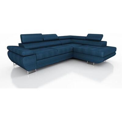 Fun Moebel Couchgarnitur ELON Stoff Blau mit Schlaffunktion Ottomane Rechts Fun Moebel Couchgarnitur ELON Stoff Blau mit Schlaffunktion Ottomane Rechts