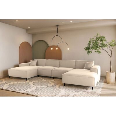 Fun Möbel Wohnlandschaft Sofa U-Form GLORIA in Stoff Tiffani Beige Fun Möbel Wohnlandschaft Sofa U-Form GLORIA in Stoff Tiffani Beige