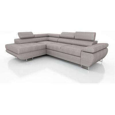 Fun Moebel Couchgarnitur ELON Stoff Taupe mit Schlaffunktion Ottomane Links Fun Moebel Couchgarnitur ELON Stoff Taupe mit Schlaffunktion Ottomane Links