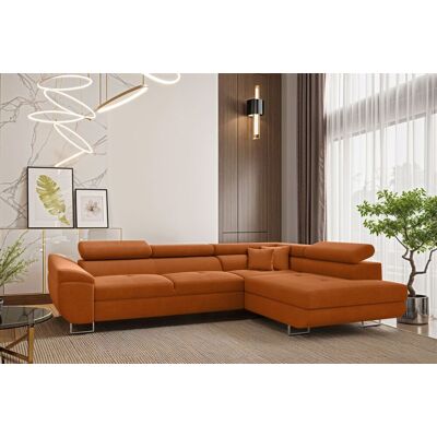 Fun Möbel Ecksofa Schlafsofa Sofa CARMELO in Stoff Nova Orange Ottomane Rechts Fun Möbel Ecksofa Schlafsofa Sofa CARMELO in Stoff Nova Orange Ottomane Rechts