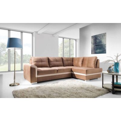 Fun Moebel Ecksofa Schlafsofa VERONIK MINI Hellbraun / Beige Ottomane Rechts Fun Moebel Ecksofa Schlafsofa VERONIK MINI Hellbraun / Beige Ottomane Rechts