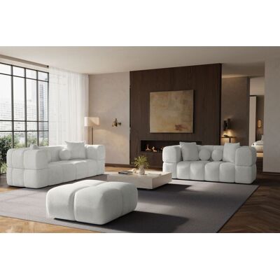 Fun Möbel Sofaset Designersofas VEGA 3-2 inkl. Hocker in Stoff Egon Weiß Fun Möbel Sofaset Designersofas VEGA 3-2 inkl. Hocker in Stoff Egon Weiß