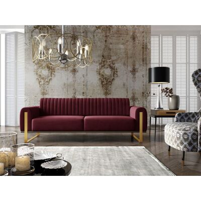 Fun Möbel Sofa Designersofa VALERIE 3-Sitzer in Stoff Elisa Velvet Bordeauxrot Fun Möbel Sofa Designersofa VALERIE 3-Sitzer in Stoff Elisa Velvet Bordeauxrot