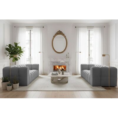 Fun Möbel Sofaset Designersofa SOLVIE 4-4 in Stoff Tiffani Grau Fun Möbel Sofaset Designersofa SOLVIE 4-4 in Stoff Tiffani Grau