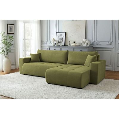 Fun Möbel Ecksofa Schlafsofa Sofa ARMARI in Stoff Wind Moosgrün Ottomane Links Fun Möbel Ecksofa Schlafsofa Sofa ARMARI in Stoff Wind Moosgrün Ottomane Links