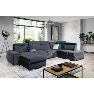 Fun Moebel Wohnlandschaft Schlafsofa NOLAN inkl. USB Stoff Element Graphit Ottomane Links Fun Moebel Wohnlandschaft Schlafsofa NOLAN inkl. USB Stoff Element Graphit Ottomane Links