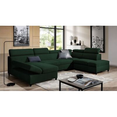 Fun Möbel Wohnlandschaft Schlafsofa Sofa ANTON in Stoff Esito Dunkelgrün Ottomane Links Fun Möbel Wohnlandschaft Schlafsofa Sofa ANTON in Stoff Esito Dunkelgrün Ottomane Links