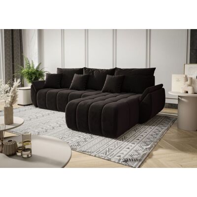 Fun Möbel Ecksofa Schlafsofa LOUISE Stoff Monolith Dunkelgrau Ottomane Rechts Fun Möbel Ecksofa Schlafsofa LOUISE Stoff Monolith Dunkelgrau Ottomane Rechts