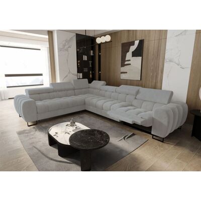Fun Moebel Ecksofa Schlafsofa BASTIEN RELAX in Stoff Terra Hellgrau Ottomane Links Fun Moebel Ecksofa Schlafsofa BASTIEN RELAX in Stoff Terra Hellgrau Ottomane Links