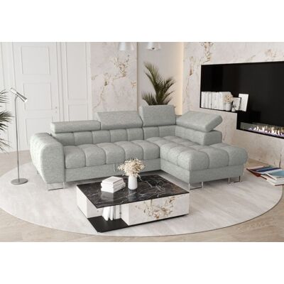 Fun Moebel Ecksofa Schlafsofa BASTIEN in Stoff Aragon Hellgrau Ottomane Rechts Fun Moebel Ecksofa Schlafsofa BASTIEN in Stoff Aragon Hellgrau Ottomane Rechts