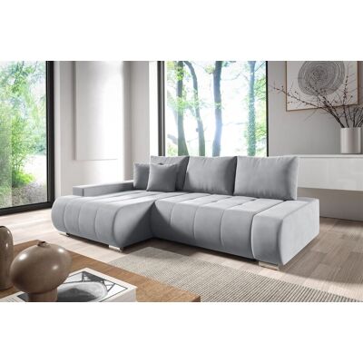 Fun Möbel Ecksofa Schlafsofa ELMO Stoff Monolith Hellgrau Ottomane Links Fun Möbel Ecksofa Schlafsofa ELMO Stoff Monolith Hellgrau Ottomane Links