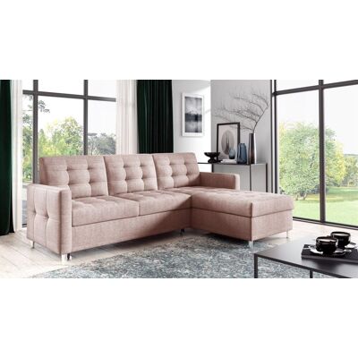 Fun Möbel Ecksofa Sofa NURI Stoff Luis Rose mit Schlaffunktion Ottomane Rechts Fun Möbel Ecksofa Sofa NURI Stoff Luis Rose mit Schlaffunktion Ottomane Rechts