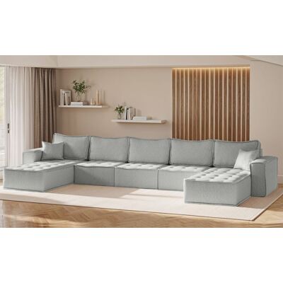 Fun Möbel Wohnlandschaft Sofa U-Form Modulsofa-Set 5-teilig SANDE Stoff Alpine Hellgrau Fun Möbel Wohnlandschaft Sofa U-Form Modulsofa-Set 5-teilig SANDE Stoff Alpine Hellgrau