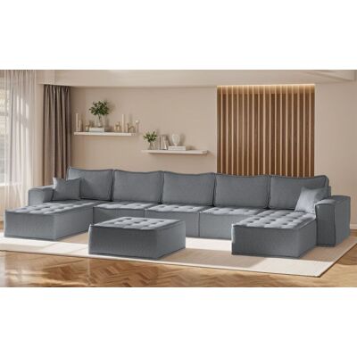 Fun Möbel Wohnlandschaft Sofa U-Form Modulsofa-Set 6-teilig SANDE Stoff Alpine Anthrazit Fun Möbel Wohnlandschaft Sofa U-Form Modulsofa-Set 6-teilig SANDE Stoff Alpine Anthrazit