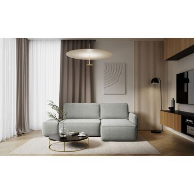 Fun Möbel Ecksofa mit Schlaffunktion Sofa LUKA in Stoff Cremona Hellgrau Ottomane Rechts Fun Möbel Ecksofa mit Schlaffunktion Sofa LUKA in Stoff Cremona Hellgrau Ottomane Rechts