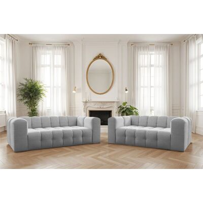 Fun Möbel Sofaset Designersofa SOLVIE 3-4 in Stoff Moly Hellgrau Fun Möbel Sofaset Designersofa SOLVIE 3-4 in Stoff Moly Hellgrau