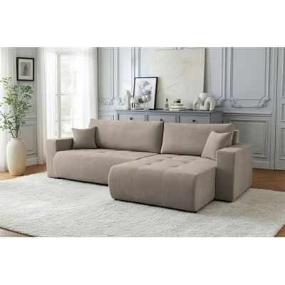 Fun Möbel Ecksofa Schlafsofa Sofa ARMARI in Stoff Wind Taupe Ottomane Links Fun Möbel Ecksofa Schlafsofa Sofa ARMARI in Stoff Wind Taupe Ottomane Links