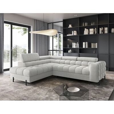 Fun Moebel Ecksofa mit Schlaffunktion Sofa AMARA Stoff Coral Hellgrau Ottomane Links Fun Moebel Ecksofa mit Schlaffunktion Sofa AMARA Stoff Coral Hellgrau Ottomane Links