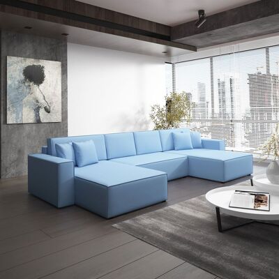 Fun Moebel Wohnlandschaft Schlafsofa Sofa CONOR Kunstleder Azurblau Fun Moebel Wohnlandschaft Schlafsofa Sofa CONOR Kunstleder Azurblau