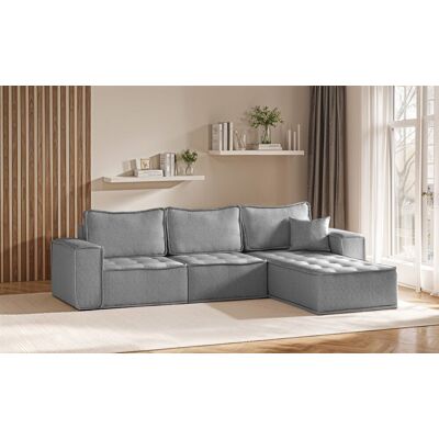 Fun Möbel Ecksofa Modulsofa 3-teilig SANDE Stoff Raven Grau Ottomane Rechts Fun Möbel Ecksofa Modulsofa 3-teilig SANDE Stoff Raven Grau Ottomane Rechts