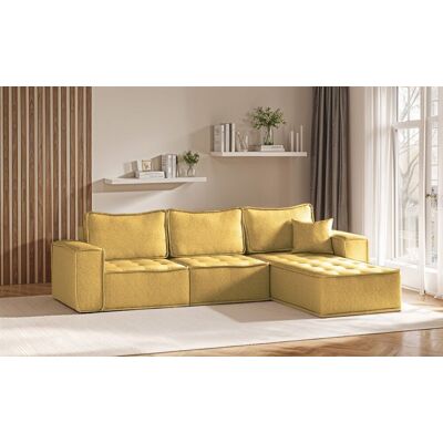 Fun Möbel Ecksofa Modulsofa 3-teilig SANDE Stoff Raven Honiggelb Ottomane Rechts Fun Möbel Ecksofa Modulsofa 3-teilig SANDE Stoff Raven Honiggelb Ottomane Rechts