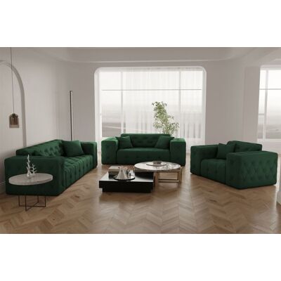 Fun Moebel Sofaset Designersofa CHANTAL 3-2-1 in Stoff Opera Velvet Grün Fun Moebel Sofaset Designersofa CHANTAL 3-2-1 in Stoff Opera Velvet Grün
