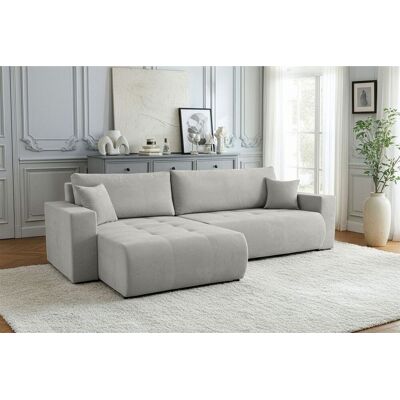 Fun Möbel Ecksofa Schlafsofa Sofa ARMARI in Stoff Wind Grau Ottomane Rechts Fun Möbel Ecksofa Schlafsofa Sofa ARMARI in Stoff Wind Grau Ottomane Rechts