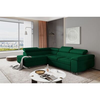 Fun Moebel Ecksofa Sofa JADE Stoff Kronos Dunkelgrün mit Schlaffunktion Ottomane Links Fun Moebel Ecksofa Sofa JADE Stoff Kronos Dunkelgrün mit Schlaffunktion Ottomane Links