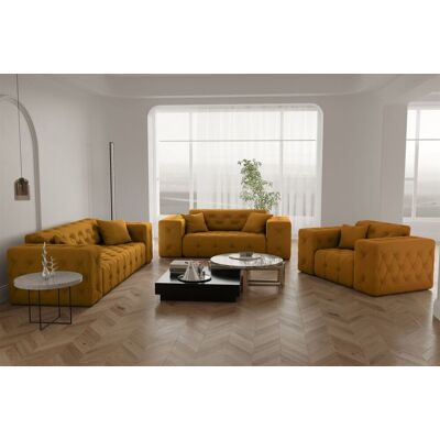 Fun Moebel Sofaset Designersofa CHANTAL 3-2-1 in Stoff Opera Velvet Gelbgold Fun Moebel Sofaset Designersofa CHANTAL 3-2-1 in Stoff Opera Velvet Gelbgold