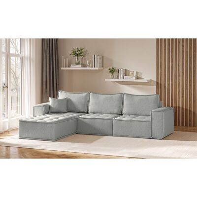 Fun Möbel Ecksofa Modulsofa 3-teilig SANDE Stoff Alpine Hellgrau Ottomane Links Fun Möbel Ecksofa Modulsofa 3-teilig SANDE Stoff Alpine Hellgrau Ottomane Links