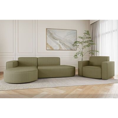 Fun Möbel Sofa Set 2-teilig Sessel und Ecksofa PALMA XS Stoff Scala Kiwi Ottomane Links Fun Möbel Sofa Set 2-teilig Sessel und Ecksofa PALMA XS Stoff Scala Kiwi Ottomane Links