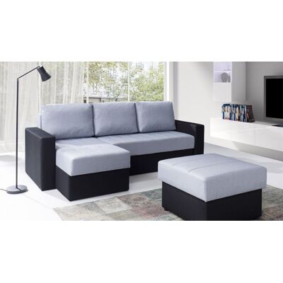 Fun Moebel Ecksofa Schlafsofa LABRI inkl.Hocker Schwarz/ Hellgrau Ottomane Links Fun Moebel Ecksofa Schlafsofa LABRI inkl.Hocker Schwarz/ Hellgrau Ottomane Links
